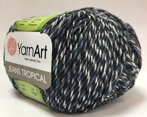 Пряжа Yarnart Jeans Tropical (611 черно-белый)