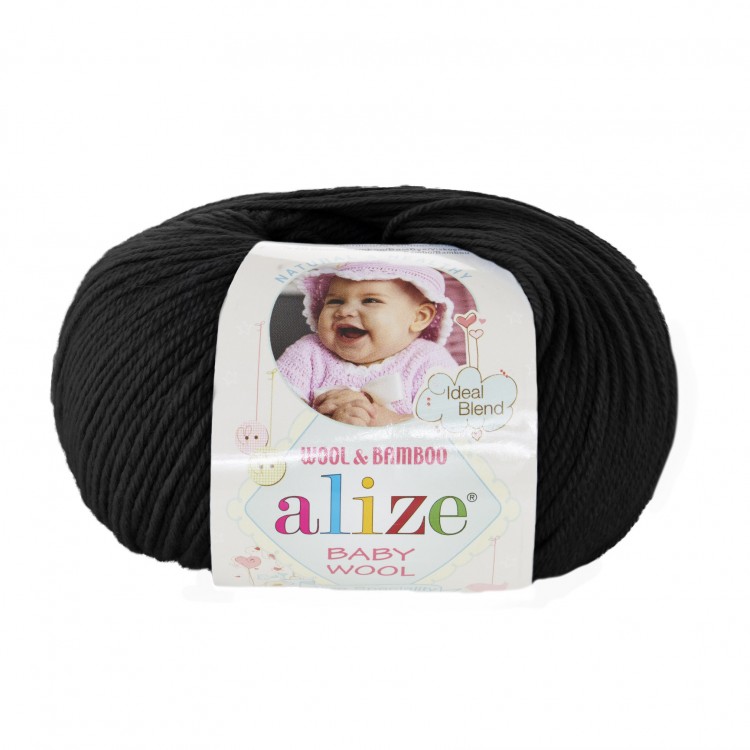 Пряжа BABY WOOL Alize (60 черный)